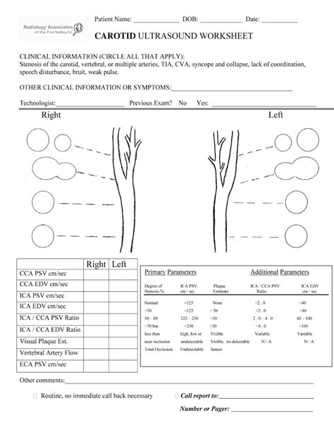 Carotid ultrasound worksheet: Fill out & sign online | DocHub