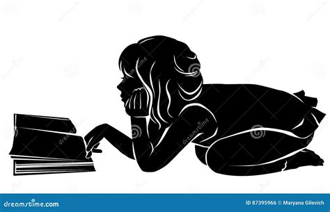 Silhouette Girl Reading Book Stock Vector - Illustration of read ...