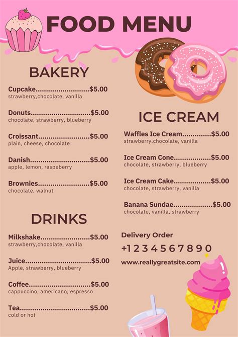 Free And Customizable Delectable Bakery Menu Templates, 52% OFF