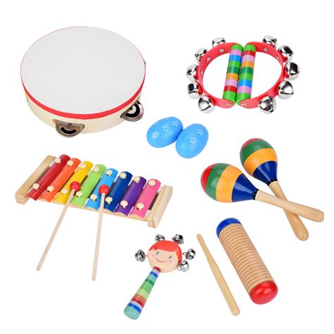 Fdit Toddler Musical Instruments 13 Pcs Wooden Percussion Instruments ...