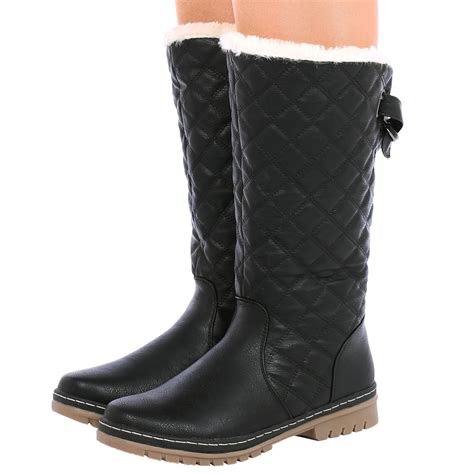 NEW WOMENS LADIES FUR LINED QUILTED RAIN MOON SKI WINTER BOOTS SHOES ...