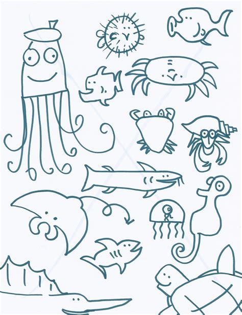 Water Animals Drawing Easy