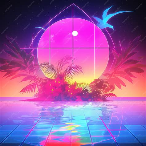 Premium AI Image | Retro Synthwave Illustration