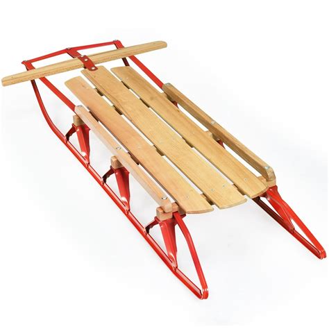 Giantex 54" Kids Wooden Snow Sled Flexible Flyer Steering Snow Slider ...