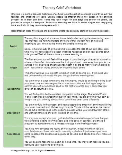 Therapy Grief Worksheet | HappierTHERAPY