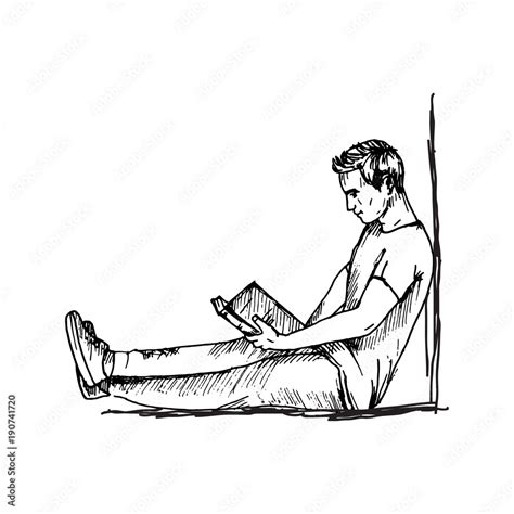 Sketch drawing of reading man with book Stock Vector | Adobe Stock