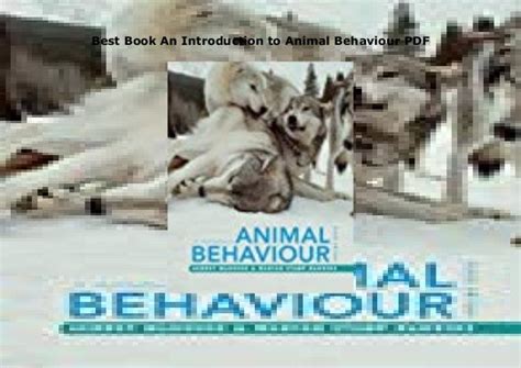 Best Book An Introduction to Animal Behaviour PDF