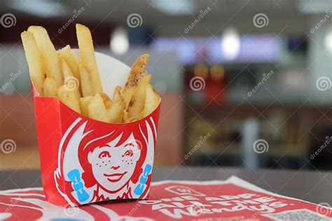 Single Serving of Wendy S Hot and Crispy French Fries. Editorial ...