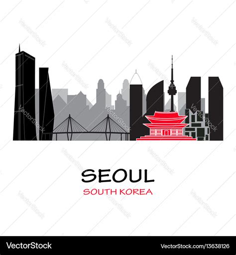 Seoul south korea skyline Royalty Free Vector Image