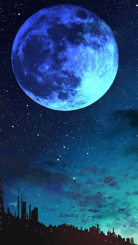 Blue Full Moon Wallpaper Download | MobCup