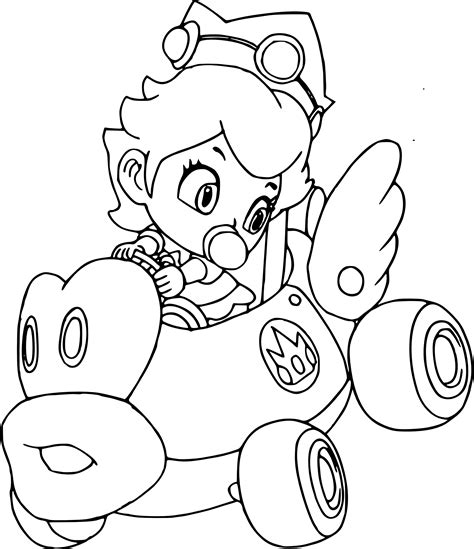 Disegno di Peach Mario Kart da colorare - Pagine da colorare gratis