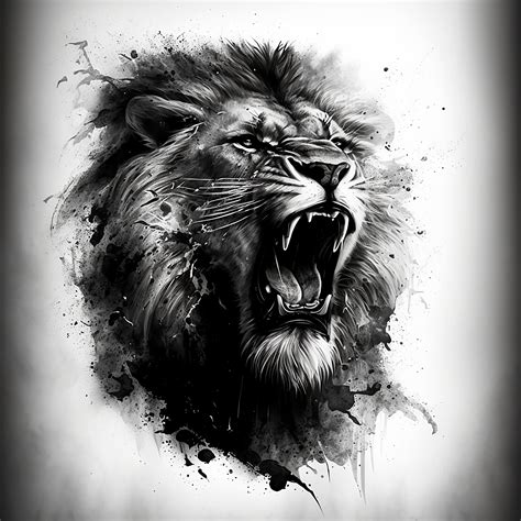 Roaring Lion Tattoo Stencil