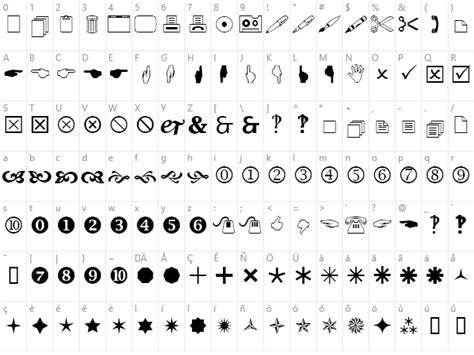 Microsoft Wingdings Chart