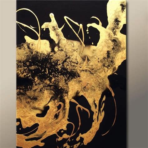 Wall Art Gold Abstract Painting 24x18 in Black Abstract Gold leaf ...