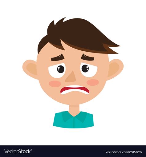 Boy upset face expression cartoon Royalty Free Vector Image