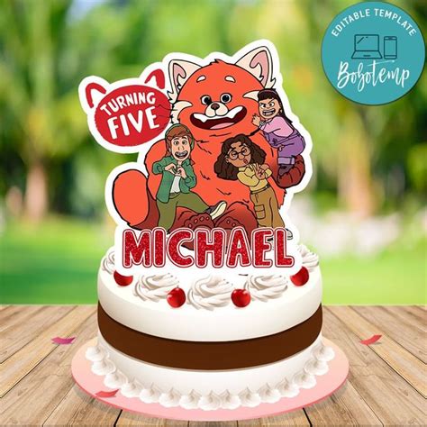 Turning Red Cake Topper Template Printable DIY | Bobotemp | Red cake ...