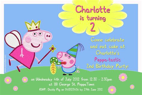 Peppa Pig Bday Invites Personalized | Charlotte's Peppa Pig 2nd ...