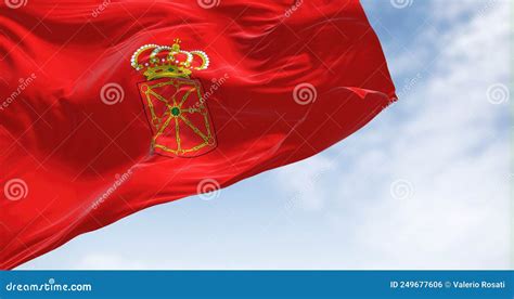 The Navarre Flag Waving in the Wind on a Clear Day Stock Photo - Image ...