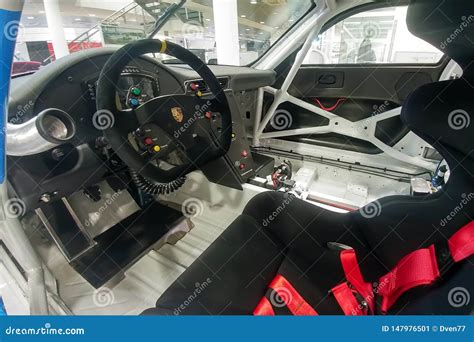 Russia, Moscow - May 06, 2019: Racing Cockpit Of Porsche 911 GT3 Cup ...