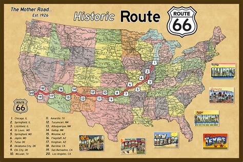 Free Printable Route 66 Map – Printable Map of The United States