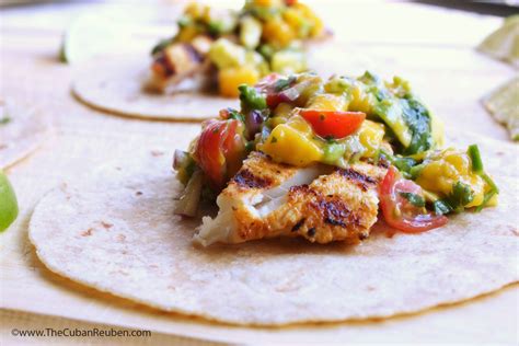 Summer Days: Grilled Halibut Tacos with Mango Avocado Salsa – The Cuban ...