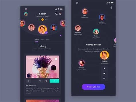 Social Network App Design by Jack W. for Queble on Dribbble