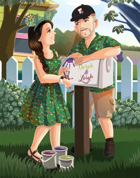 Carl and Ellie-Inspired Commissioned Couple Portrait Mailbox Scene - Euodos