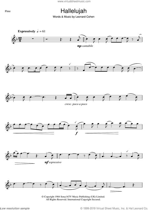 Burke - Hallelujah sheet music for flute solo [PDF-interactive]