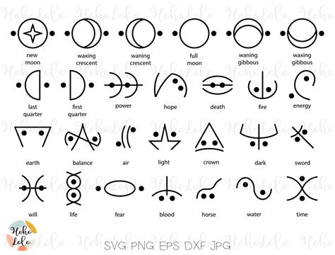 Magic Moon Glyphs Mystical Moon Phase Moon Signs Symbols Svg | Etsy