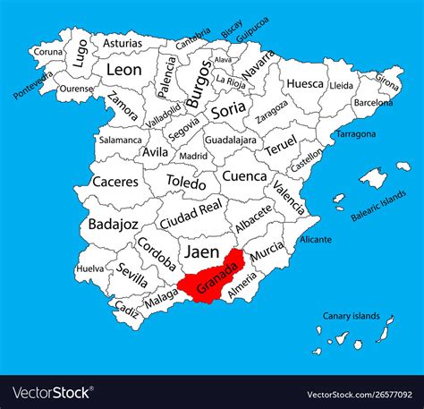 Granada map spain province administrative map Vector Image