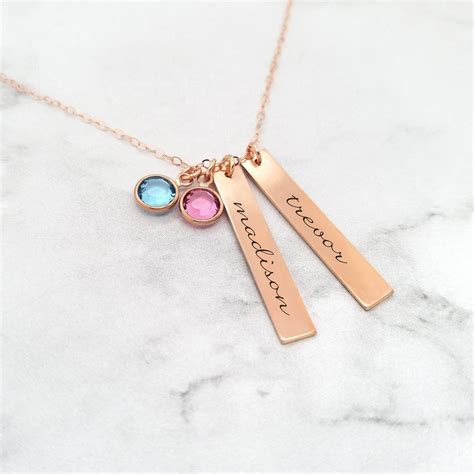 Personalized Mom Necklace- Kids Name Necklace With Birthstones ...