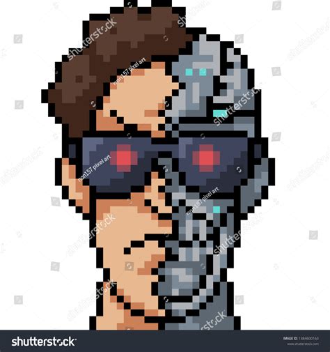 Vector Pixel Art Robot Man Isolated : image vectorielle de stock (libre ...