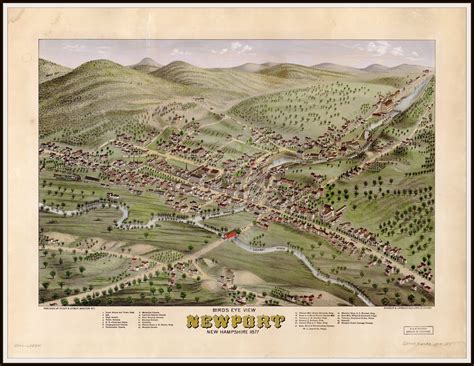 Newport NH, Panoramic Map dated 1899. This print is a wonderful wall ...