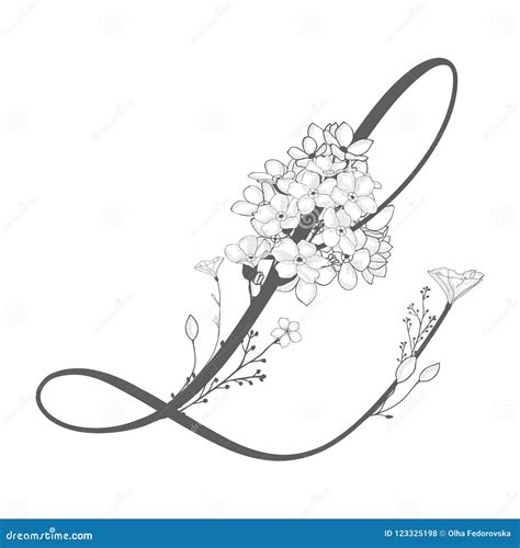 Vector Hand Drawn Floral L Monogram and Logo Stock Vector ...