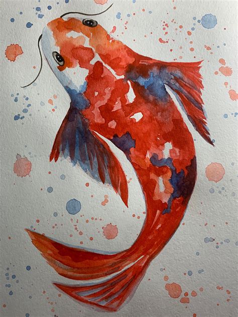 Koi Fish Original Watercolor Painting Wall Art Feng Shui Fish | Etsy