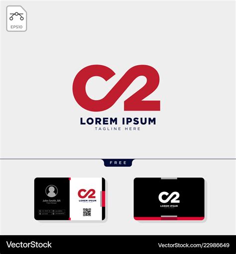 Minimal c2 logo template and free business card Vector Image