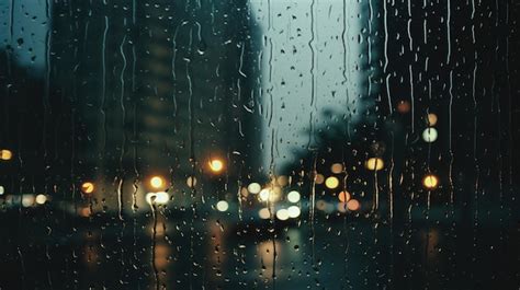 Premium AI Image | Rainy City View Through Glass Window