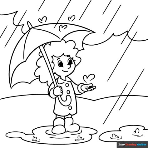 Rainy Day Coloring Page | Easy Drawing Guides