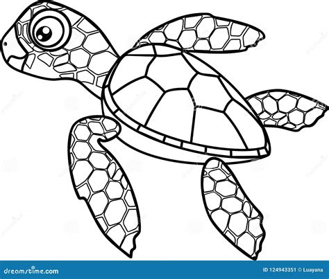 Coloring Page. Cute Cartoon Hatchling Of Sea Turtle | CartoonDealer.com ...