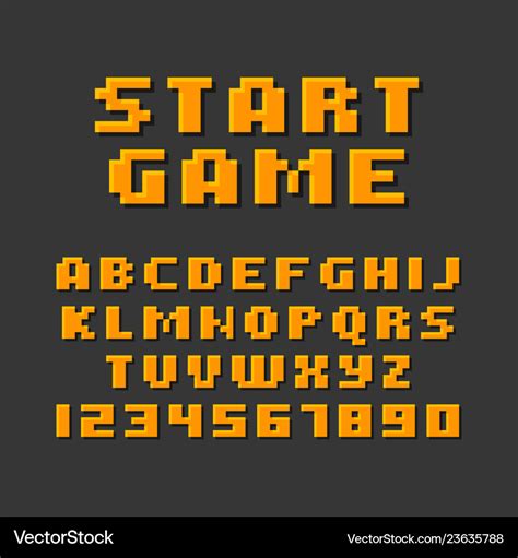 Pixel retro style video game font Royalty Free Vector Image