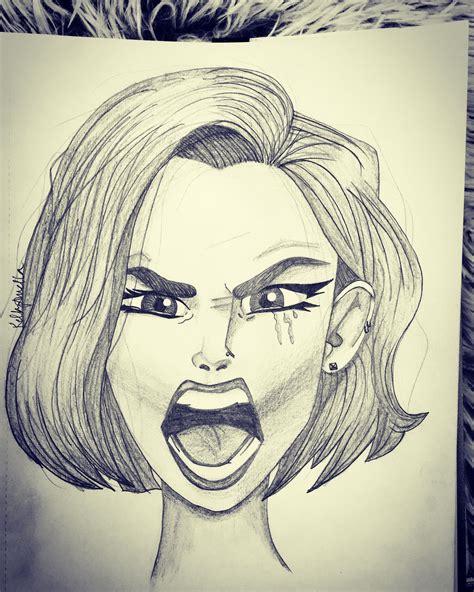 Angry Face Girl Drawing