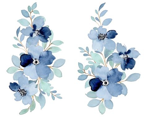 Blue Watercolor Flowers Free Vector | Best Flower Site