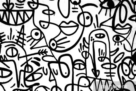 Wall Mural black-and-white pattern graffiti on the wall.Spain,Jerez ...