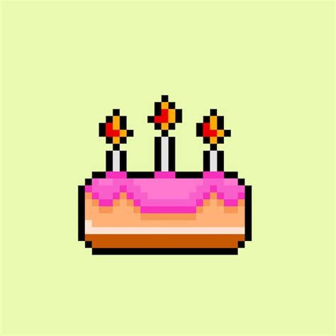 Premium Vector | Simple cake with pixel art style