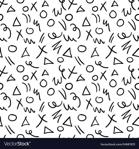 Black and white doodle pattern background Vector Image