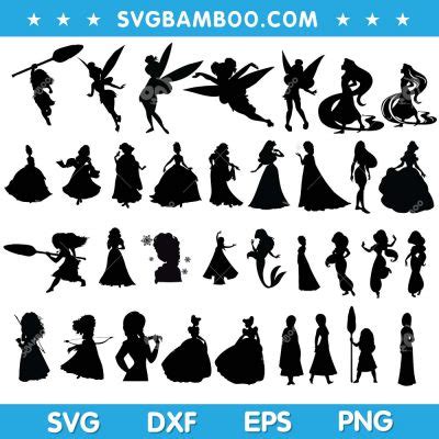 Princess Silhouettes SVG, Disney Princess Silhouettes