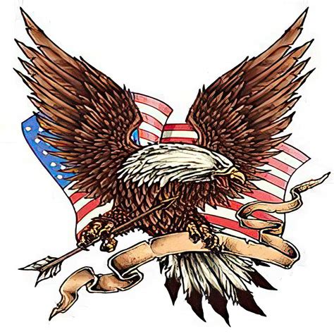 Large Flying American Flag Tattoo Bald Eagle With Talons Out Wall Décor ...