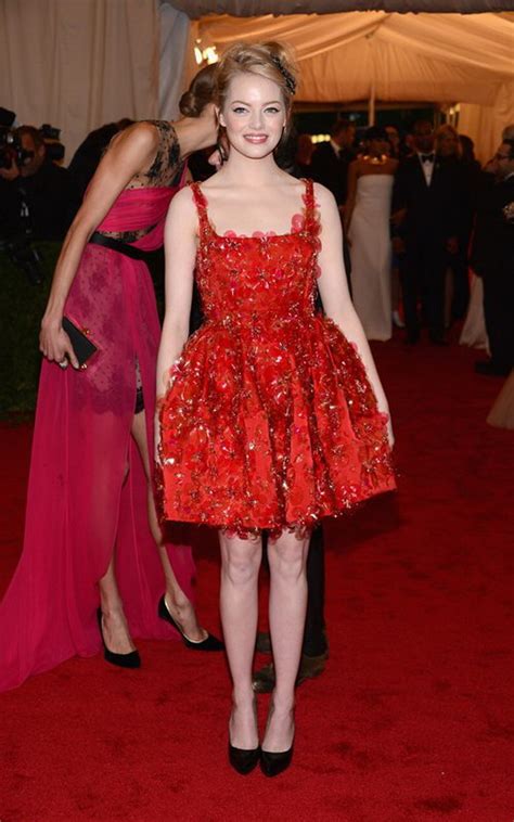 Hot Dresses For You: Emma Stone wear red prom dress at the 2012 Met Gala