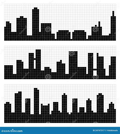 Pixel Art City Skyline Royalty Free Stock Photography - Image: 24747317