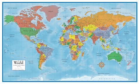 World Classic Premier Wall Map Poster Framed Edition